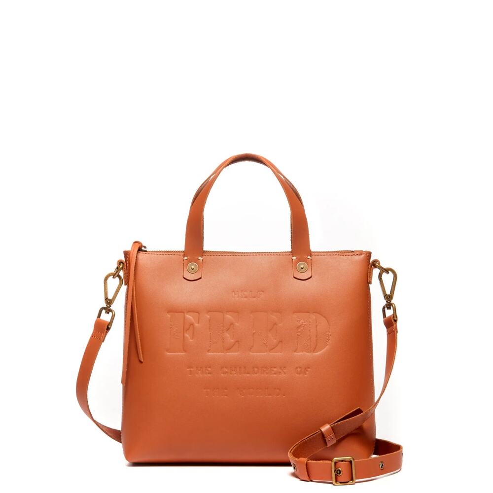 FEED Eleanor Crossbody Bag Medium Russet Cognac Brown $158